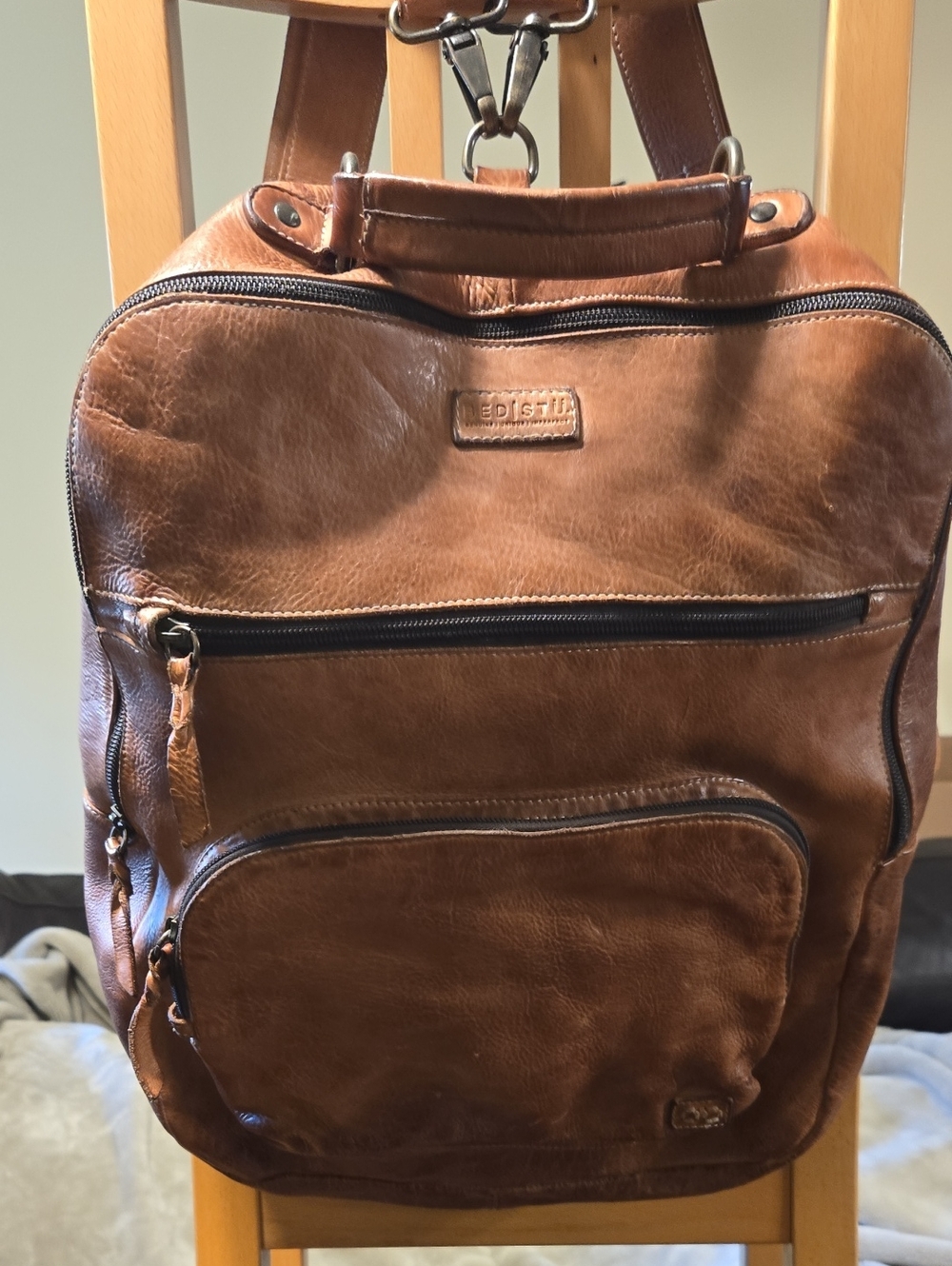 Bed Stu Distressed Brown Leather Backpack